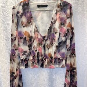 House of Harlow 1960 Multicolor Floral V-Neck Blouse